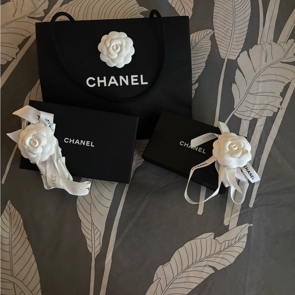 Chanel Black Set with White Camellia Accent